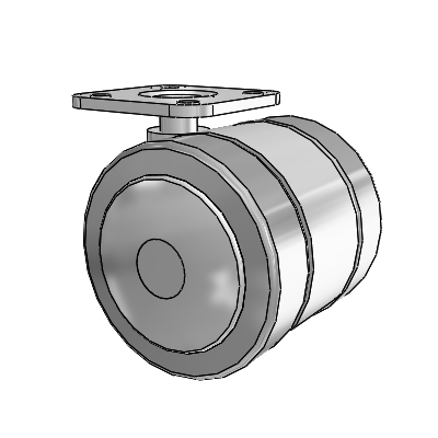 Grey Tech Top Plate Swivel Caster with 2 x 2 Thermoplastic Rubber Wheel