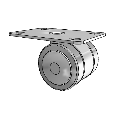 Grey Tech Top Plate Swivel Caster with 2 x 2 Thermoplastic Rubber Wheel