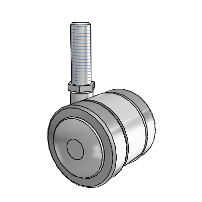 Grey Tech Threaded Stem Swivel Caster with 2 x 2 Thermoplastic Rubber Wheel
