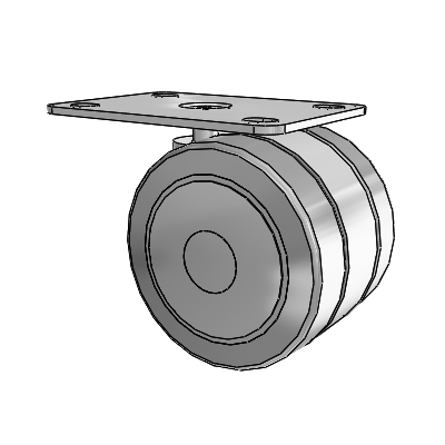 Grey Tech Top Plate Swivel Caster with 3 x 2.2813 Thermoplastic Rubber Wheel