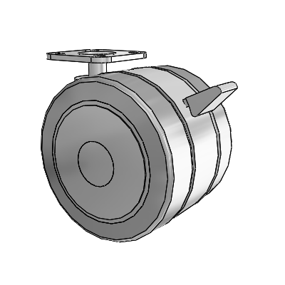 Grey Tech Top Plate Swivel Caster with 3 x 2.2813 Thermoplastic Rubber Wheel and Brake