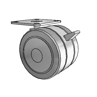 Grey Tech Top Plate Swivel Caster with 3 x 2.2813 Thermoplastic Rubber Wheel and Brake