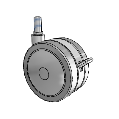 Grey Tech Threaded Stem Swivel Caster with 4 x 2.25 Thermoplastic Rubber Wheel and Brake