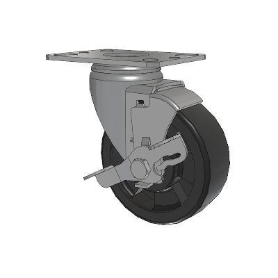 Heatwave Top Plate Swivel Caster with 4 x 1.5 Wheel and Side Brake