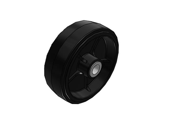 MR Rubber on Cast Iron 12 x 4 Wheel with Straight Roller Bearing