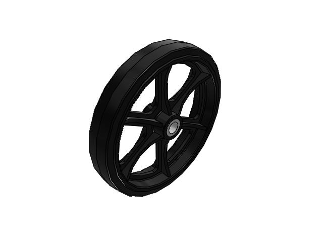 MR Rubber on Cast Iron 16 x 3 Wheel with Straight Roller Bearing