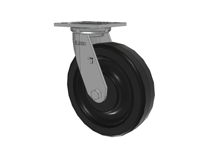 16 Series Top Plate Swivel Caster with 8 x 2 Black Phenolic Resin TM - Phenolic Wheel