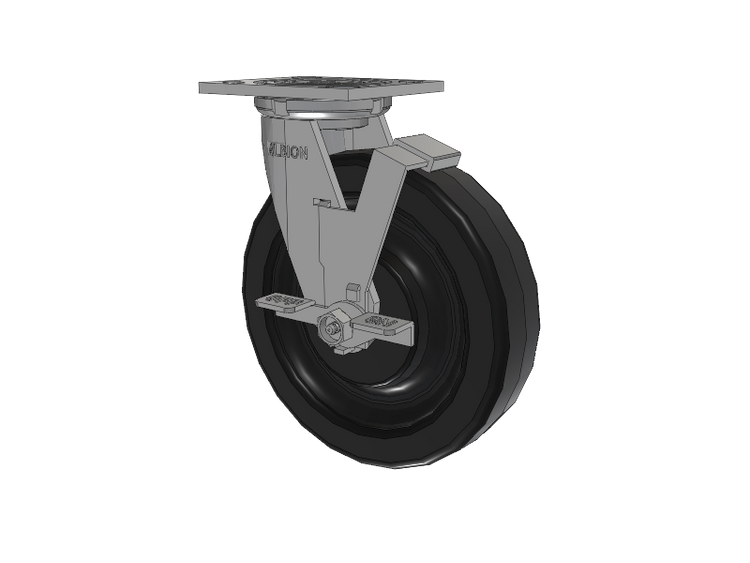 16 Series Top Plate Swivel Caster with 8 x 2 Black Phenolic Resin TM - Phenolic Wheel and Face Brake