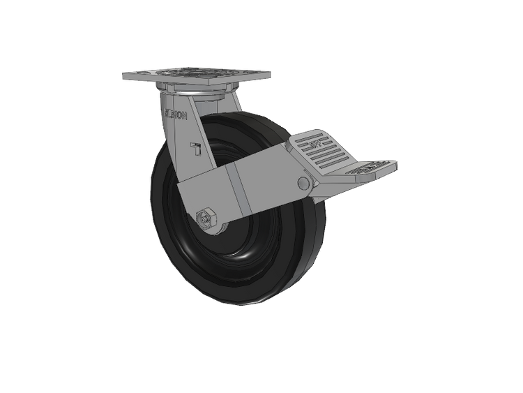 16 Series Top Plate Swivel Caster with 8 x 2 Black Phenolic Resin TM - Phenolic Wheel and Face Brake