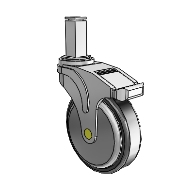 Next Generation Square Stem Swivel Caster with 5 x 1.25 Santoprene Wheel and Directional Lock Brake