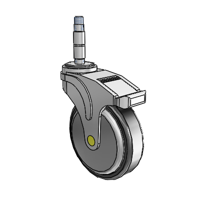 Next Generation Expanding Adapter Swivel Caster with 5 x 1.25 Santoprene Wheel Directional Lock