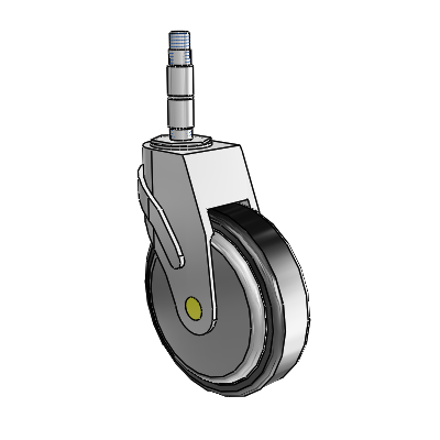 Next Generation Expanding Adapter Swivel Caster with 5 x 1.25 Santoprene Wheel