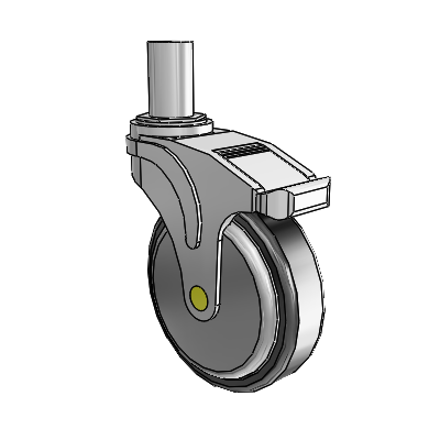 Next Generation Round Stem Swivel Caster with 5 x 1.25 Santoprene Wheel and Total Lock Brake