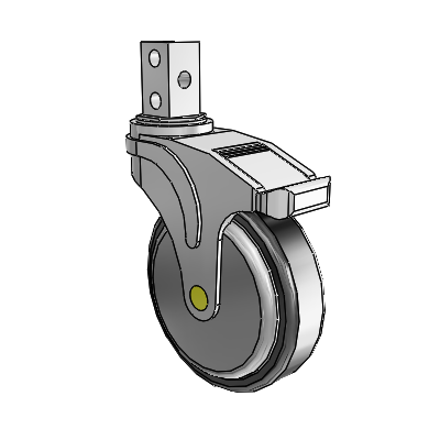 Next Generation Square Stem Swivel Caster with 5 x 1.25 Santoprene Wheel and Total Lock Brake
