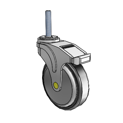 Next Generation Threaded Stem Swivel Caster with 5 x 1.25 Santoprene Wheel and Total Lock Brake