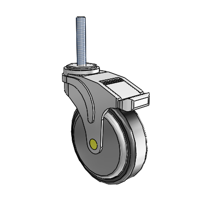 Next Generation Threaded Stem Swivel Caster with 5 x 1.25 Santoprene Wheel and Total Lock Brake