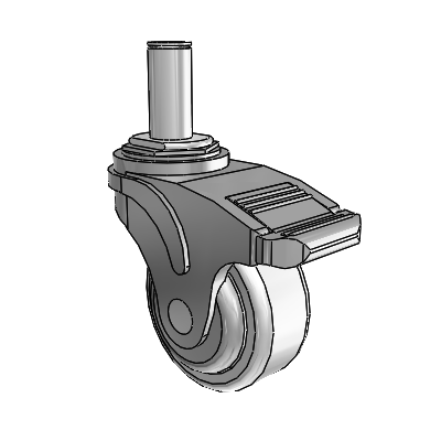Next Generation Grip Ring Stem Swivel Caster with 3 x 1.25 Antimicrobial Rubber Wheel and Directional Lock Brake