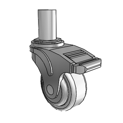Next Generation Round Stem Swivel Caster with 3 x 1.25 Antimicrobial Rubber Wheel and Directional Lock Brake