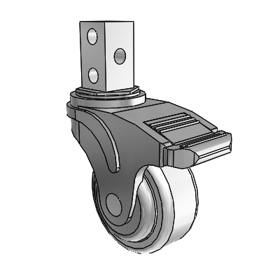 Next Generation Square Stem Swivel Caster with 3 x 1.25 Antimicrobial Rubber Wheel and Directional Lock Brake