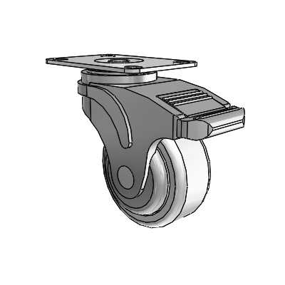 Next Generation Top Plate Swivel Caster with 3 x 1.25 Antimicrobial Rubber Wheel and Directional Lock Brake