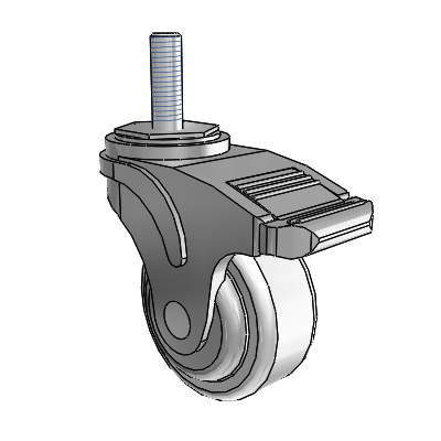 Next Generation Threaded Stem Swivel Caster with 3 x 1.25 Antimicrobial Rubber Wheel and Directional Lock Brake