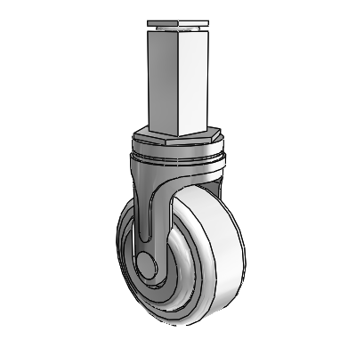 Next Generation Square Stem (Rigid) Caster with 3 x 1.25 Antimicrobial Rubber Wheel