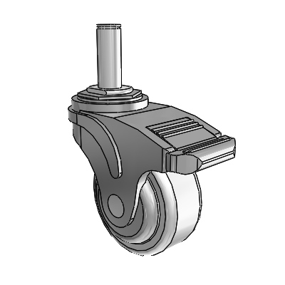 Next Generation Grip Ring Stem Swivel Caster with 3 x 1.25 Antimicrobial Rubber Wheel and Total Lock Brake