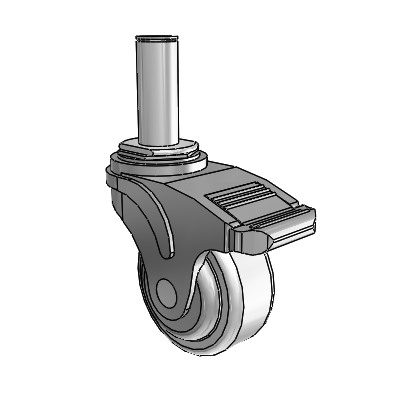 Next Generation Grip Ring Stem Swivel Caster with 3 x 1.25 Antimicrobial Rubber Wheel and Total Lock Brake