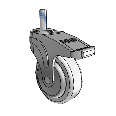 Next Generation Threaded Stem Swivel Caster with 4 x 1.25 Antimicrobial Rubber Wheel and Directional Lock Brake