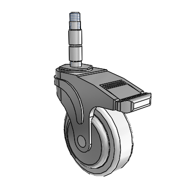 Next Generation Expanding Adapter Stem Swivel Caster with 4 x 1.25 Antimicrobial Rubber Wheel and Directional Lock Brake