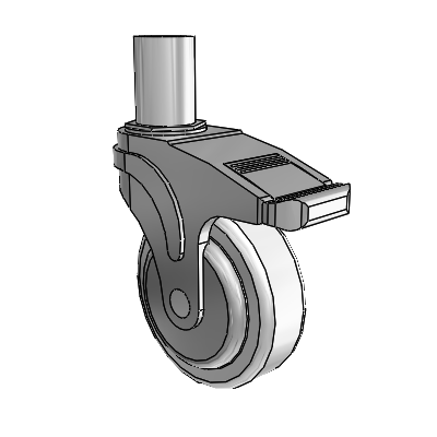Next Generation Round Stem Swivel Caster with 4 x 1.25 Antimicrobial Rubber Wheel and Total Lock Brake