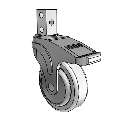 Next Generation Square Stem Swivel Caster with 4 x 1.25 Antimicrobial Rubber Wheel and Total Lock Brake