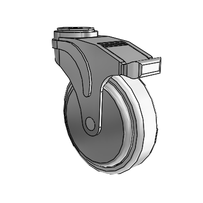 Next Generation Hollow Kingpin Swivel Caster with 5 x 1.25 Antimicrobial Rubber Wheel and Directional Lock Brake