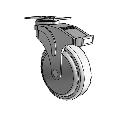 Next Generation Top Plate Swivel Caster with 5 x 1.25 Antimicrobial Rubber Wheel and Directional Lock Brake