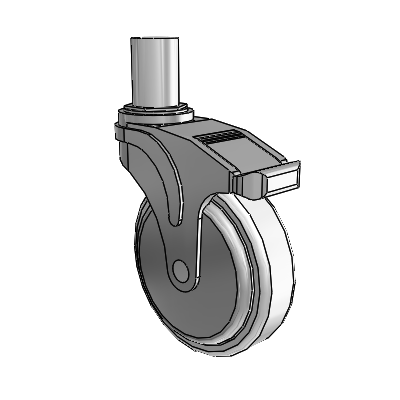 Next Generation Round Stem Swivel Caster with 5 x 1.25 Antimicrobial Rubber Wheel and Total Lock Brake