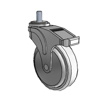 Next Generation Threaded Stem Swivel Caster with 5 x 1.25 Antimicrobial Rubber Wheel and Total Lock Brake