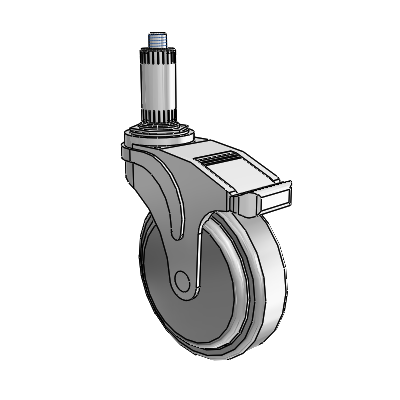 Next Generation Expanding Adapter Stem Swivel Caster with 5 x 1.25 QuikStart Wheel and Total Lock Brake