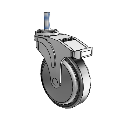 Next Generation Threaded Stem Swivel Caster with 5 x 1.25 Santoprene Wheel and Directional Lock Brake