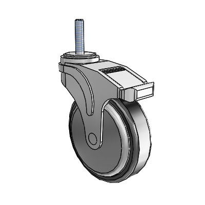 Next Generation Threaded Stem Swivel Caster with 5 x 1.25 Santoprene Wheel and Directional Lock Brake