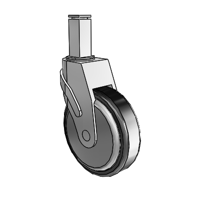 Next Generation Square Stem Swivel Caster with 5 x 1.25 Santoprene Wheel