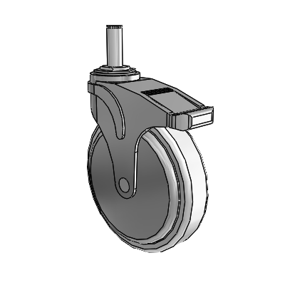 Next Generation Grip Ring Stem Swivel Caster with 6 x 1.25 Antimicrobial Rubber Wheel and Directional Lock Brake