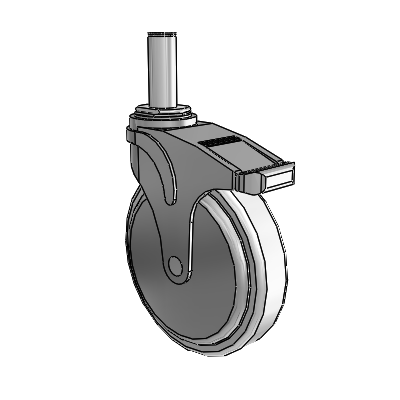 Next Generation Grip Ring Stem Swivel Caster with 6 x 1.25 Antimicrobial Rubber Wheel and Directional Lock Brake