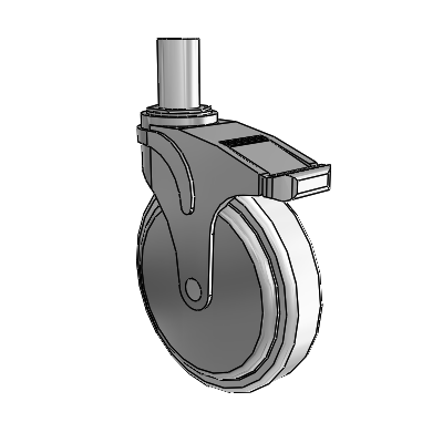 Next Generation Round Stem Swivel Caster with 6 x 1.25 Antimicrobial Rubber Wheel and Directional Lock Brake