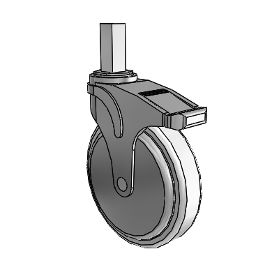 Next Generation Square Stem Swivel Caster with 6 x 1.25 Antimicrobial Rubber Wheel and Directional Lock Brake