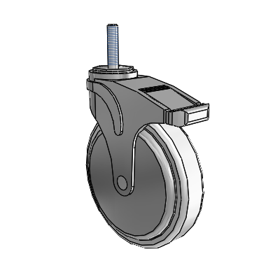 Next Generation Threaded Stem Swivel Caster with 6 x 1.25 Antimicrobial Rubber Wheel and Directional Lock Brake