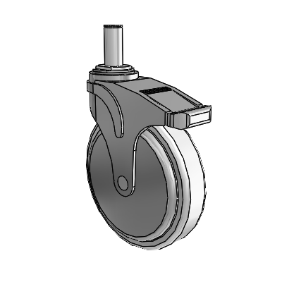 Next Generation Grip Ring Stem Swivel Caster with 6 x 1.25 Antimicrobial Rubber Wheel and Total Lock Brake