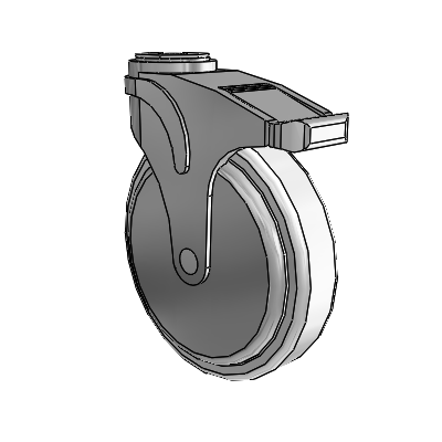 Next Generation Hollow Kingpin Swivel Caster with 6 x 1.25 Antimicrobial Rubber Wheel and Total Lock Brake