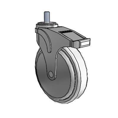 Next Generation Threaded Stem Swivel Caster with 6 x 1.25 Antimicrobial Rubber Wheel and Total Lock Brake