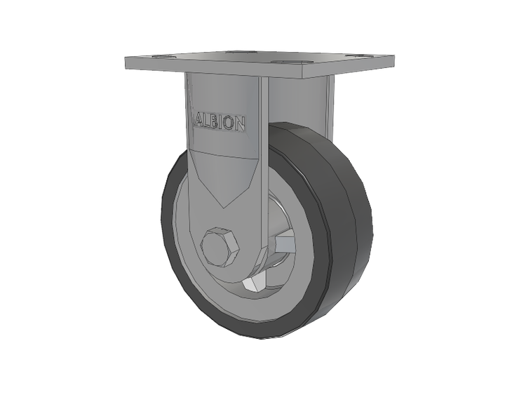 16 Series Top Plate Rigid Caster with 5 x 2 Grey Tread on Grey Polypropylene Core XA - Polyurethane (Polypropylene Core) Wheel