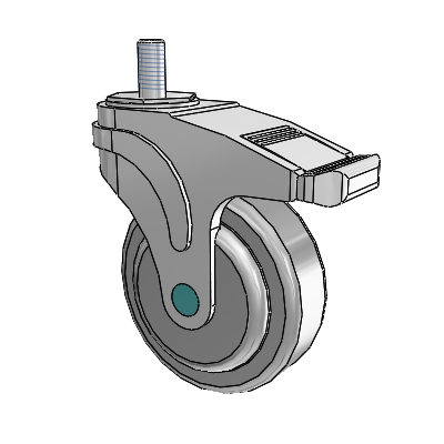 Next Generation Non-Magnetic Threaded Stem Swivel Caster with 4 x 1.25 QuickStart TPR Wheel and Total Lock Brake